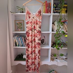NWT Jessica Simpson Women's Maxi Slip Dress Floral Lace Trim Size Large Romantic